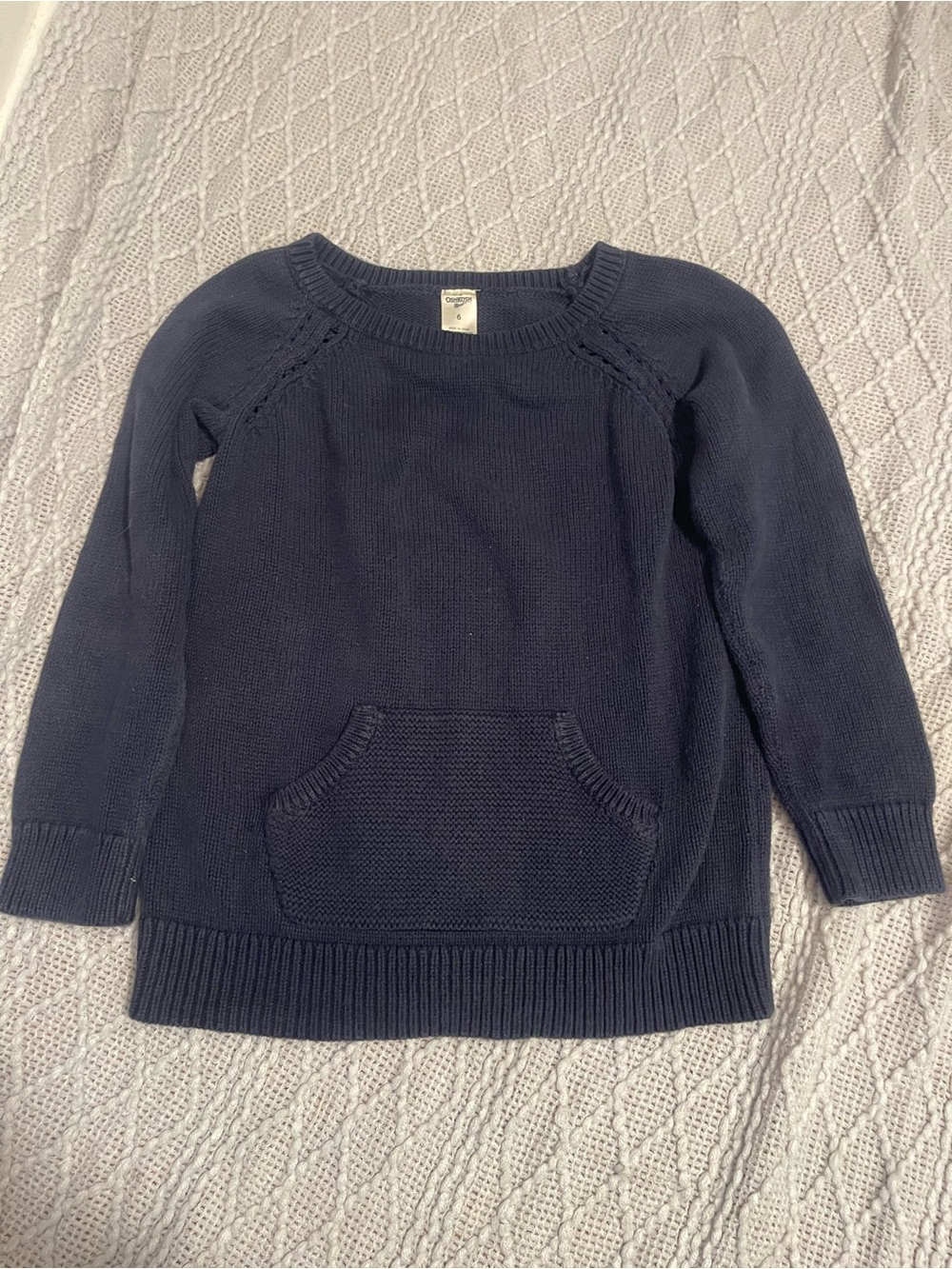 OshKosh B'gosh Navy Crewneck Knit Sweater with Front Pocket
